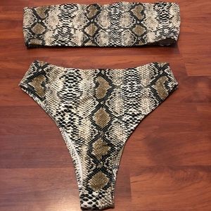 Snake print bikini top and bottoms!